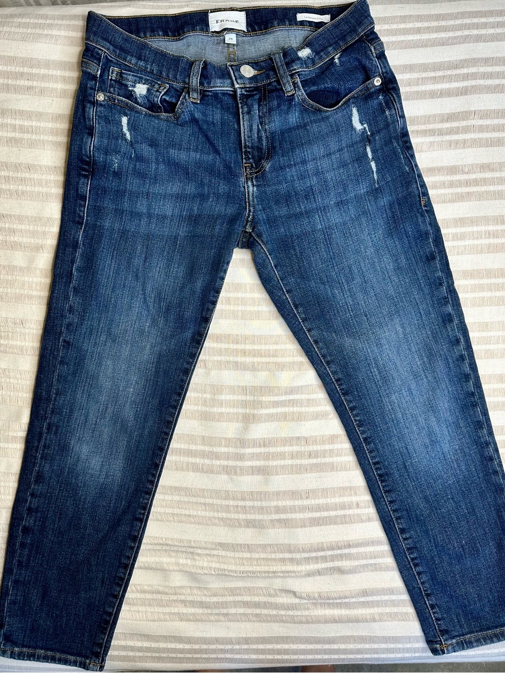FRAME Denim Le Garçon Crop Medium Wash - Picture 2 of 7